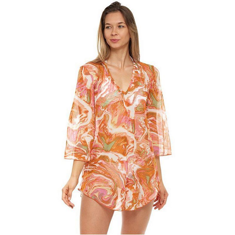 Womens Jordan Taylor Printed Mesh Tunic Swim Cover-Up Blue Product Image