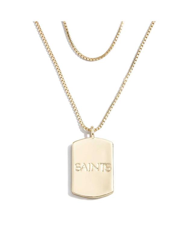 Womens Wear by Erin Andrews x Baublebar New Orleans Saints Gold Dog Tag Necklace Product Image