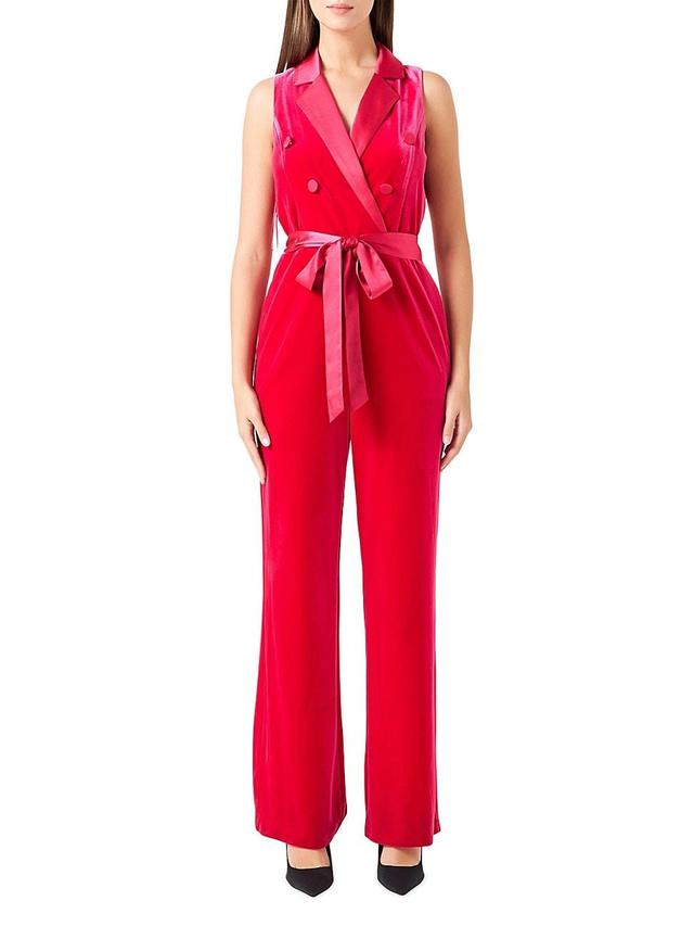 Womens Sleeveless Velvet Jumpsuit Product Image