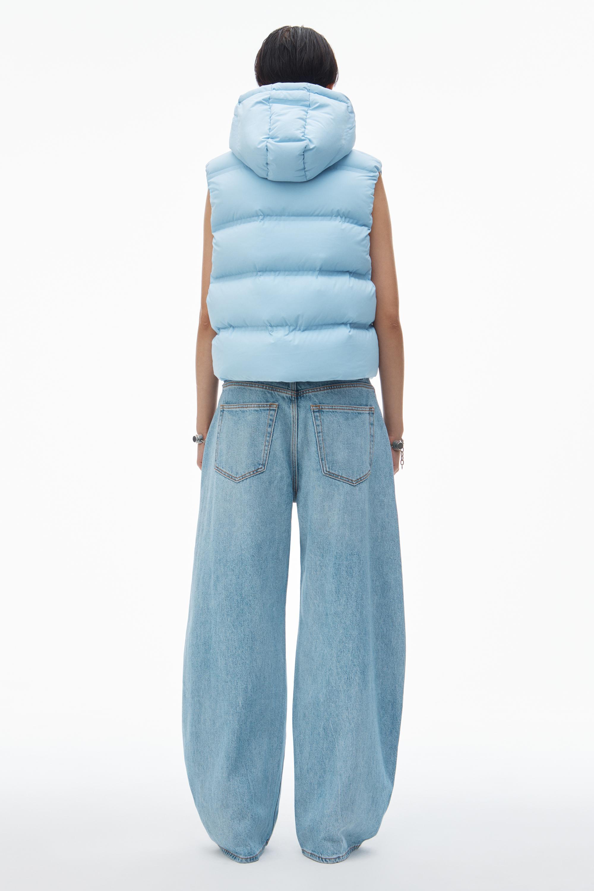 Cropped Hooded Puffer Vest With Reflective Logo Product Image