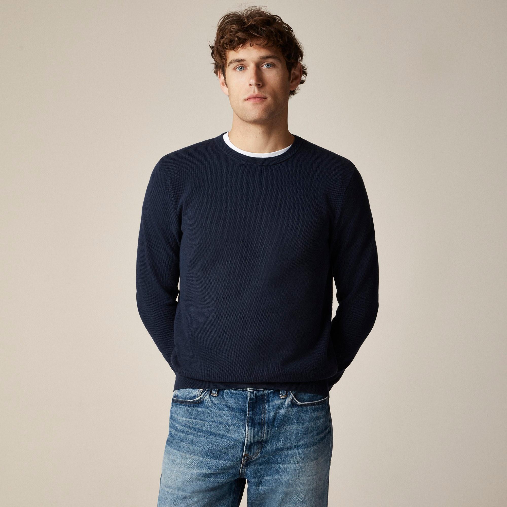 Cotton piqué-stitch crewneck sweater Product Image