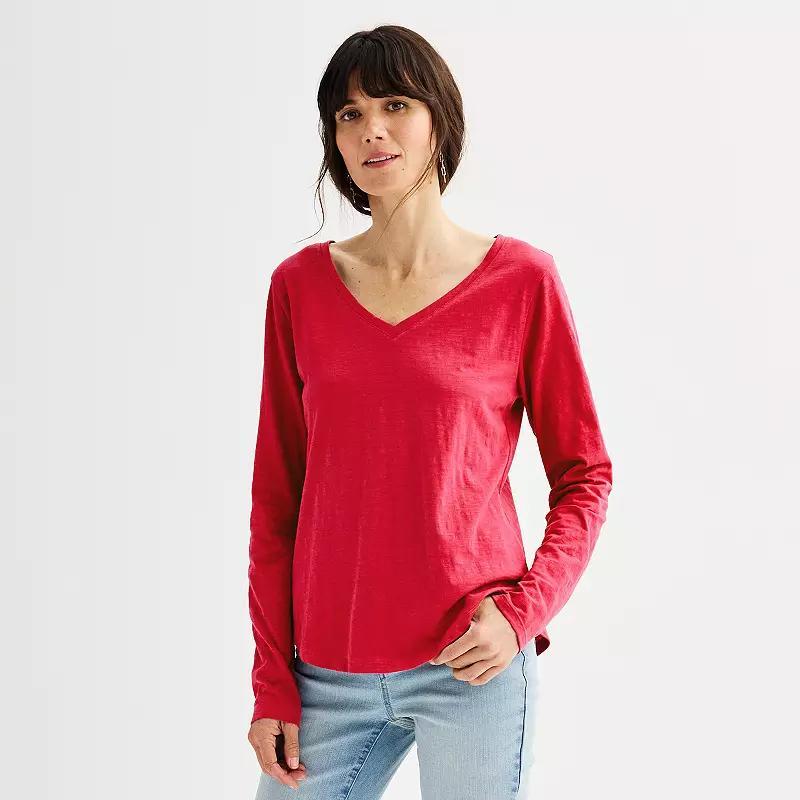 Womens Sonoma Goods For Life Everyday Long Sleeve V-Neck Tee Product Image