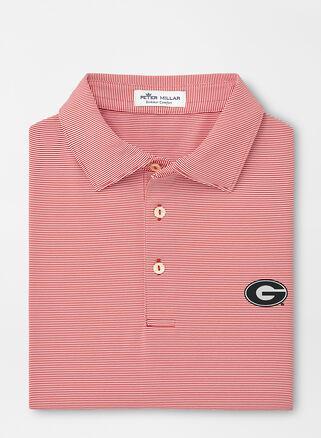 Peter Millar Mens Georgia Jubilee Stripe Performance Polo | Color: Red | Size: M | UGA Product Image