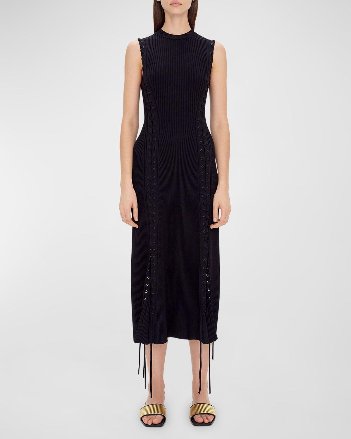 Womens Lorena Lace-Up Ribbed Midi-Dress product image