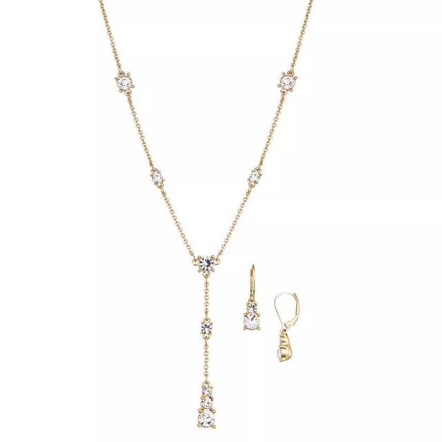 Youre Invited Gold Tone Crystal Y-Necklace & Drop Earrings Set, Womens Product Image