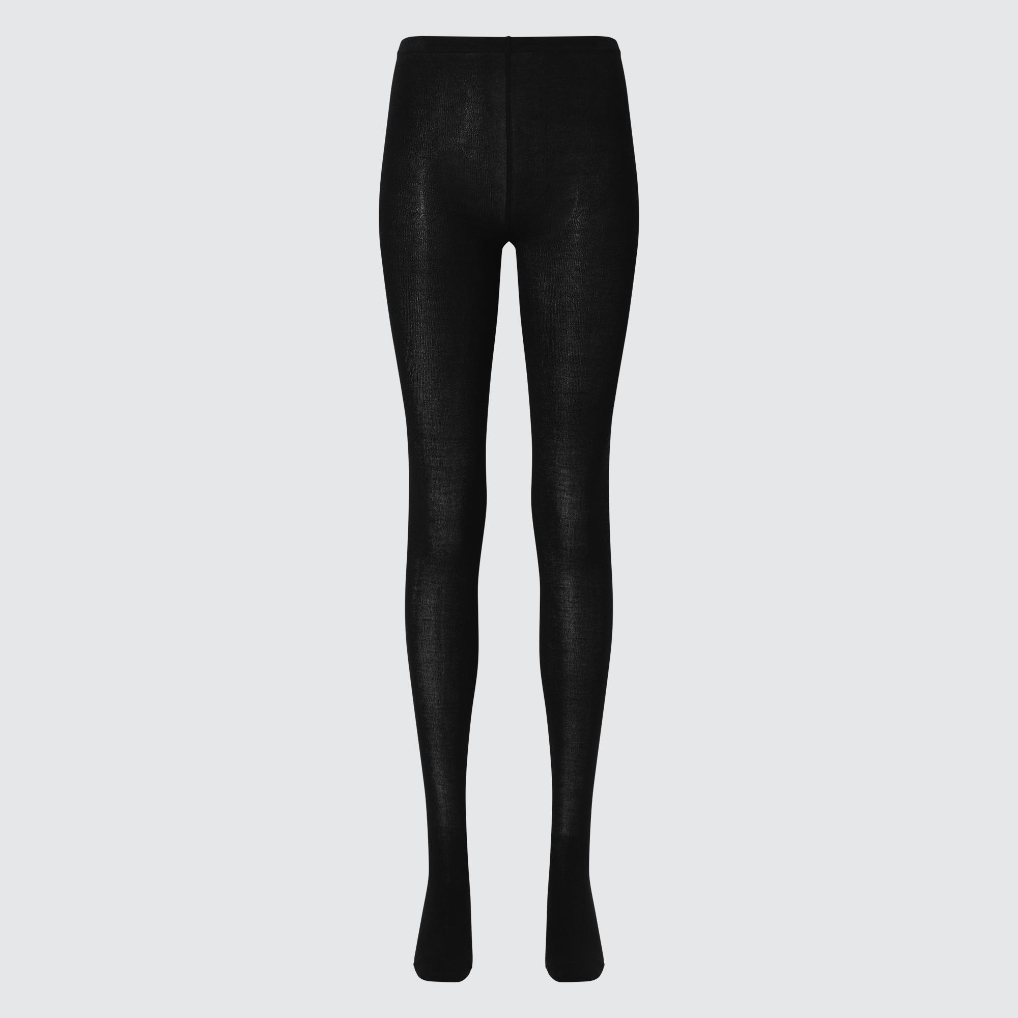 Womens Heattech Knitted Tights with Odor Control Black Large UNIQLO US Product Image