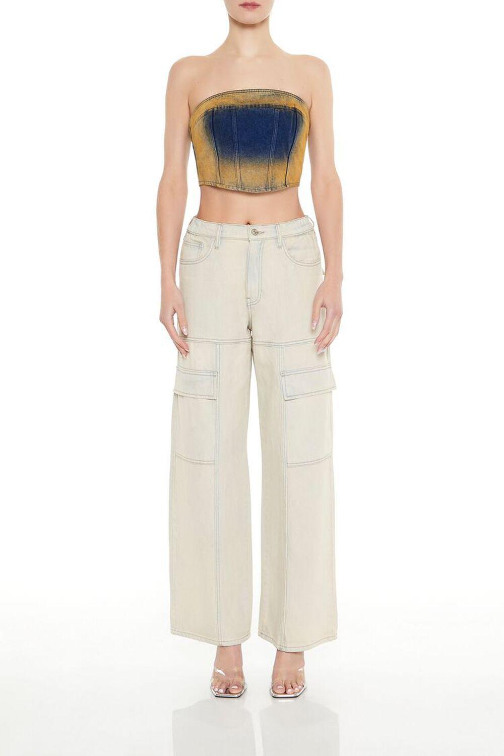 Sandblasted Denim Tube Crop Top | Forever 21 Product Image