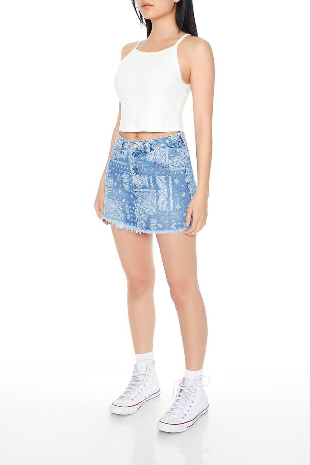 Bandana Print Denim Mini Skirt | Forever 21 Product Image