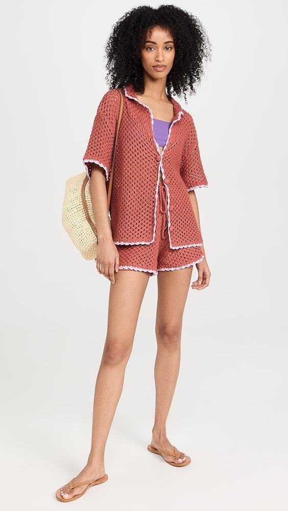 MINKPINK Carver Crochet Henley Top | Shopbop Product Image