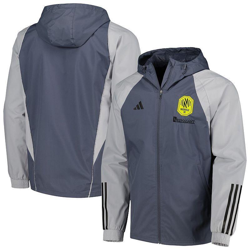 Mens adidas Charcoal Nashville SC All-Weather Raglan Hoodie Full-Zip Jacket Product Image