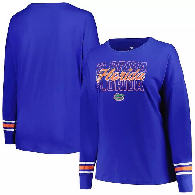 Womens Profile Royal Florida Gators Plus Size Triple Script Scoop Neck Long Sleeve T-shirt Product Image