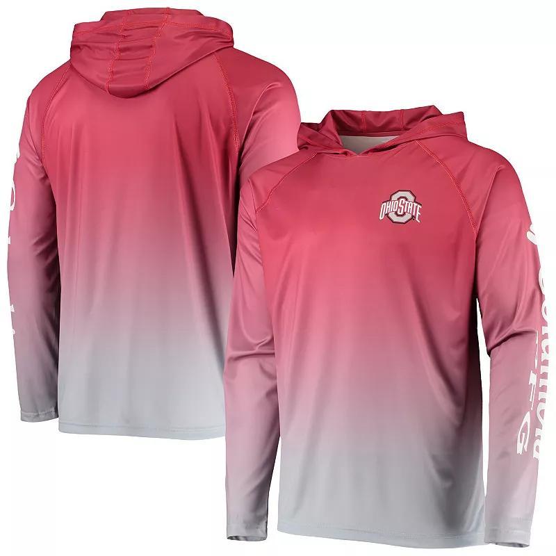 Mens Columbia PFG Scarlet Ohio State Buckeyes Terminal Tackle Omni-Shade UPF 50 Long Sleeve Hooded Top Product Image