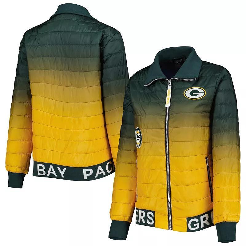 Womens The Wild Collective /Gold Bay Packers Color Block Full-Zip Puffer Jacket Product Image