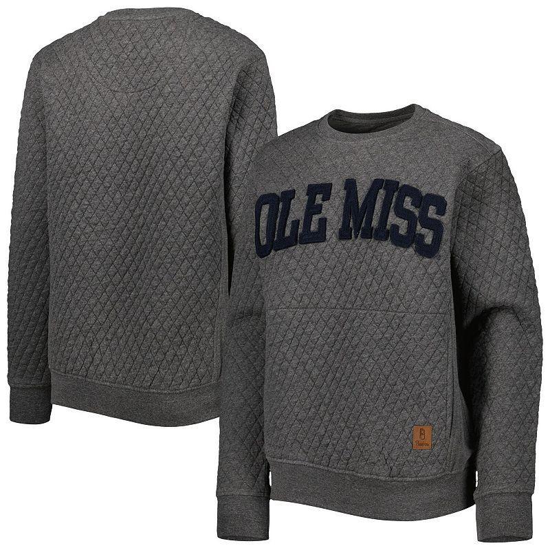 Womens Pressbox Heather Charcoal Ole Miss Rebels Moose Quilted Pullover Sweatshirt Product Image