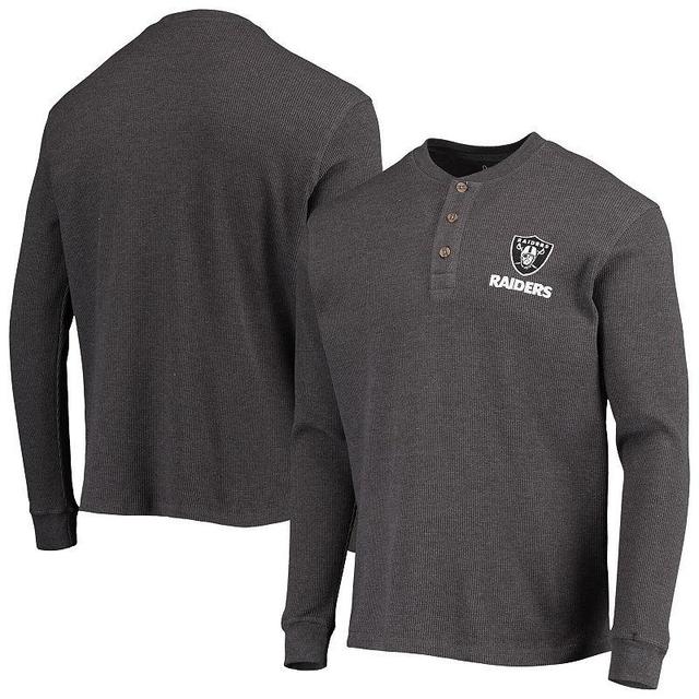 Mens Dunbrooke Heathered Gray Las Vegas Raiders Logo Maverick Thermal Henley Long Sleeve T-Shirt Product Image