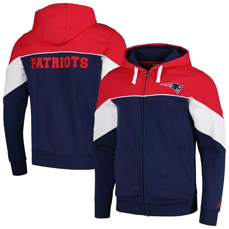 Mens Starter /Red New England Patriots Running Back Full-Zip Hoodie Blue Product Image