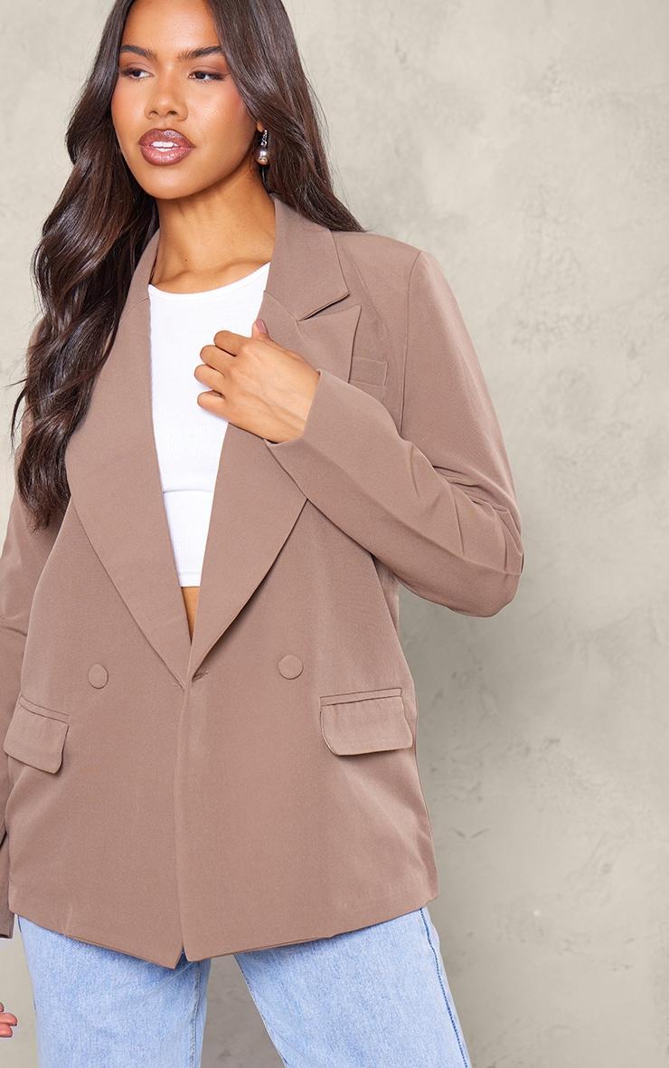 Mushroom Double Breasted Oversized Boxy Fit Blazer Product Image