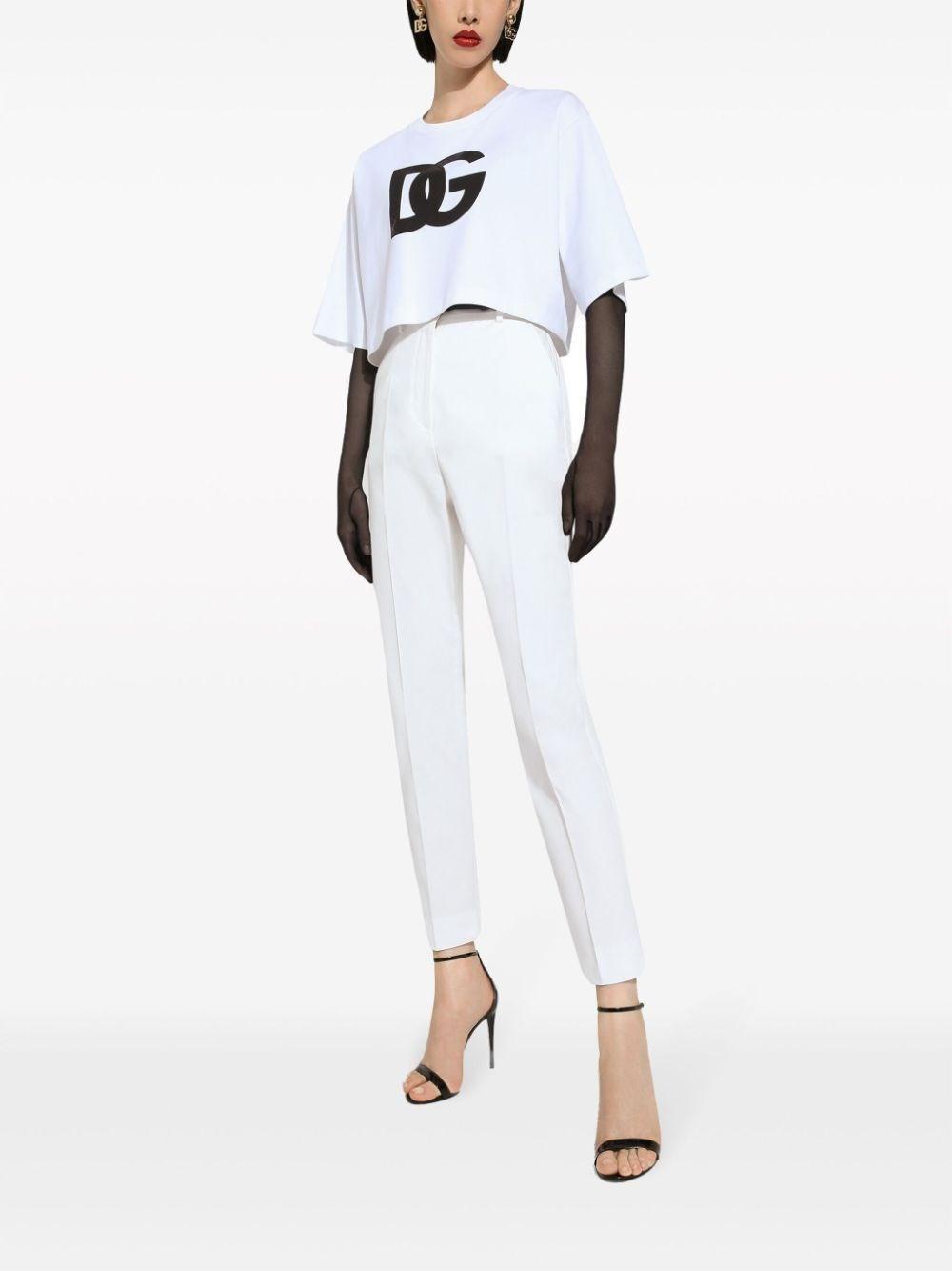 DOLCE & GABBANA High-waisted Gabardine Trousers In White Product Image