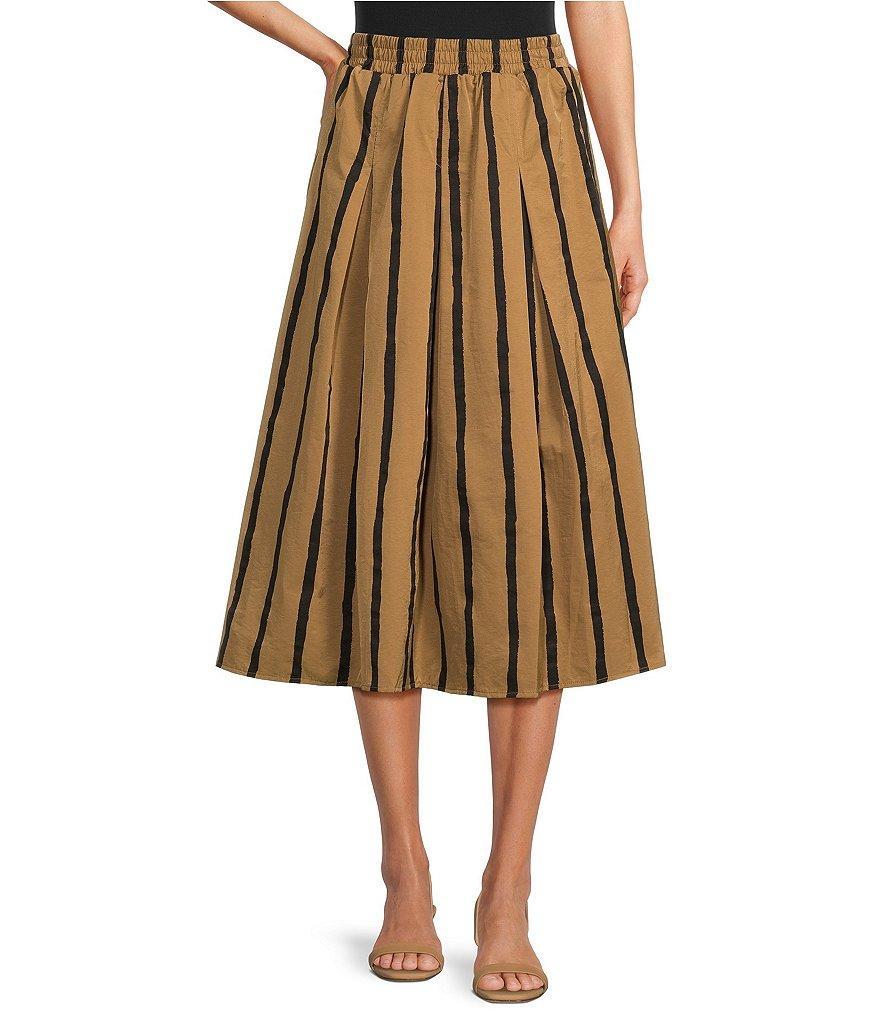 Buru Party Stripe Pull-On Pocketed A-Line Coordinating Midi Skirt Product Image