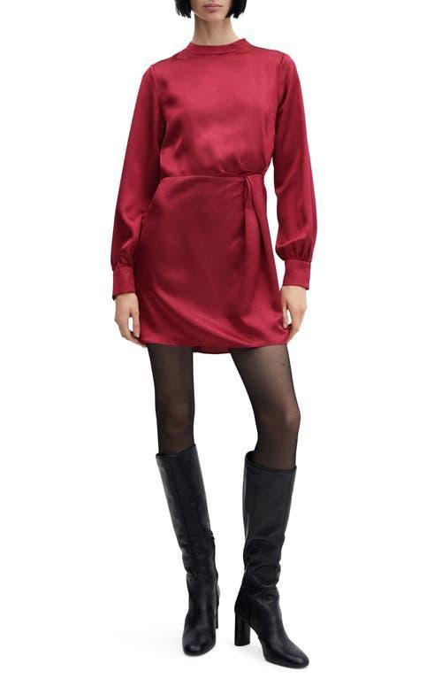 MANGO - Puffed sleeves satin dress medium redWomen Product Image