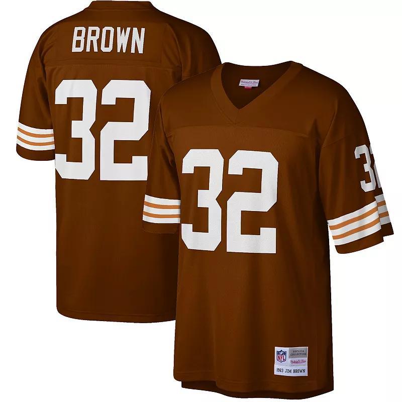 Mens Mitchell & Ness Jim Brown Brown Cleveland Browns Big & Tall 1963 Retired Player Replica Jersey Product Image