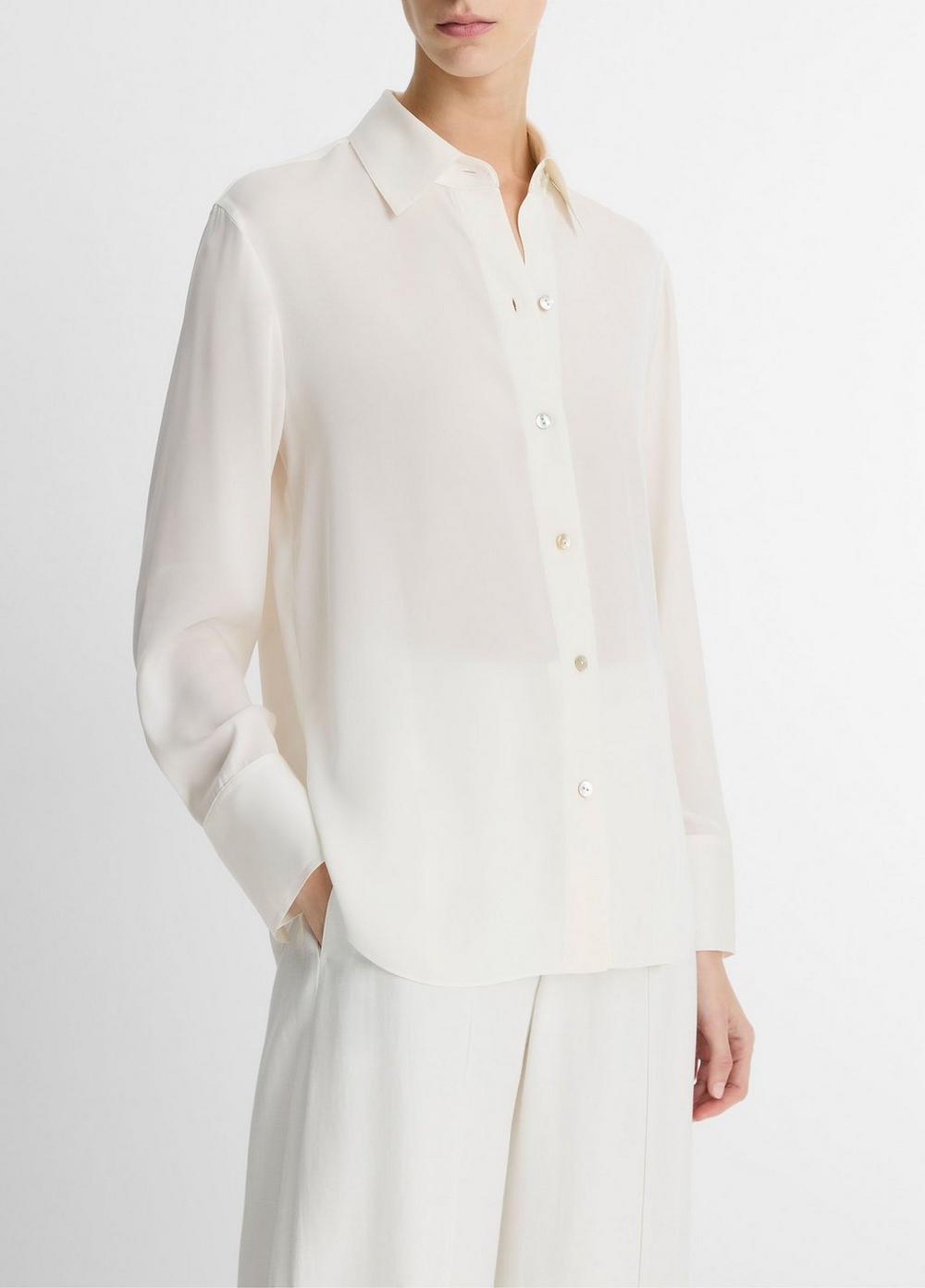 Stretch-Silk Button-Front Blouse Product Image