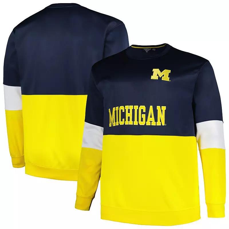 Mens Profile Navy Michigan Wolverines Big & Tall Fleece Pullover Sweatshirt Blue Product Image