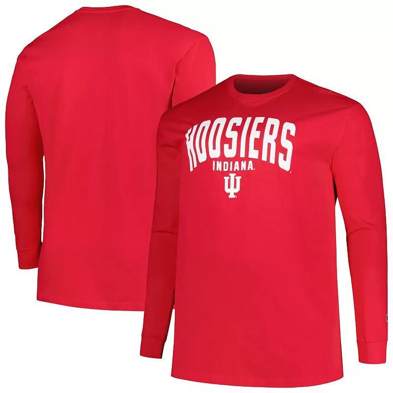 Mens Champion Crimson Indiana Hoosiers Big & Tall Arch Long Sleeve T-Shirt Product Image