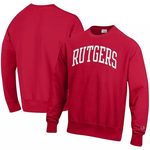 Mens Champion Scarlet Rutgers Scarlet Knights Arch Reverse Weave Pullover Sweatshirt Product Image