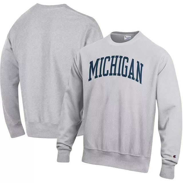 Mens Champion Ash Michigan Wolverines Big & Tall Reverse Weave Fleece Crewneck Pullover Sweatshirt Product Image