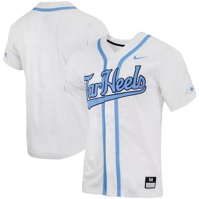 Mens Nike White North Carolina Tar Heels Replica Full-Button Baseball Jersey - White Product Image