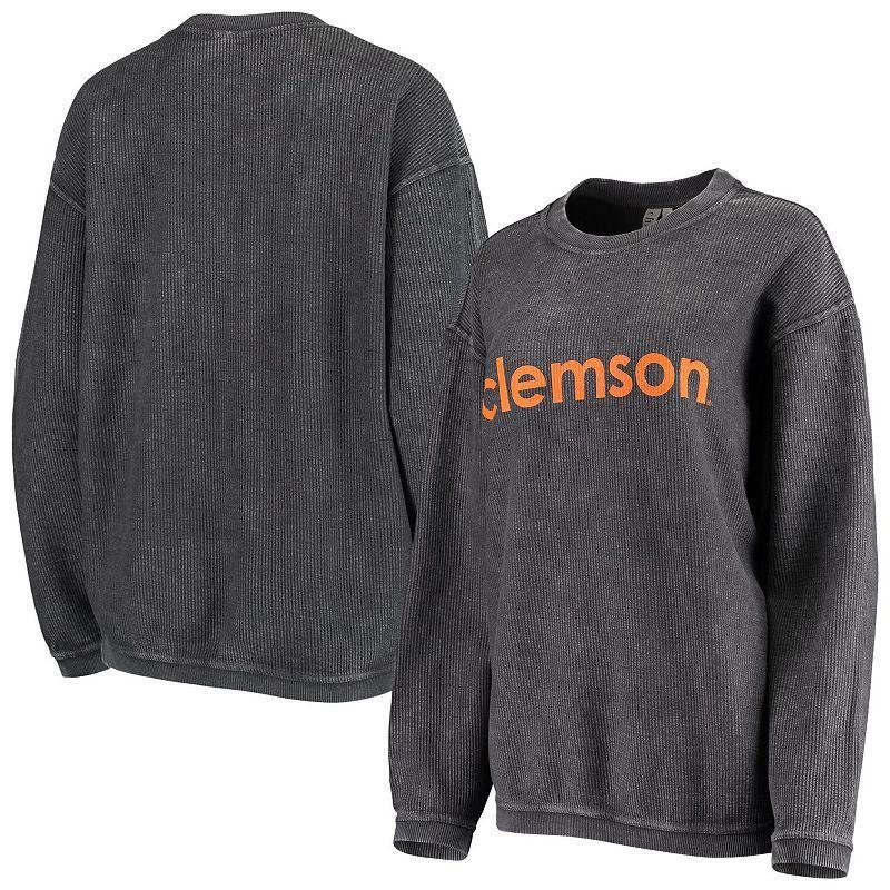 Womens Charcoal Clemson Tigers Corded Pullover Sweatshirt Product Image