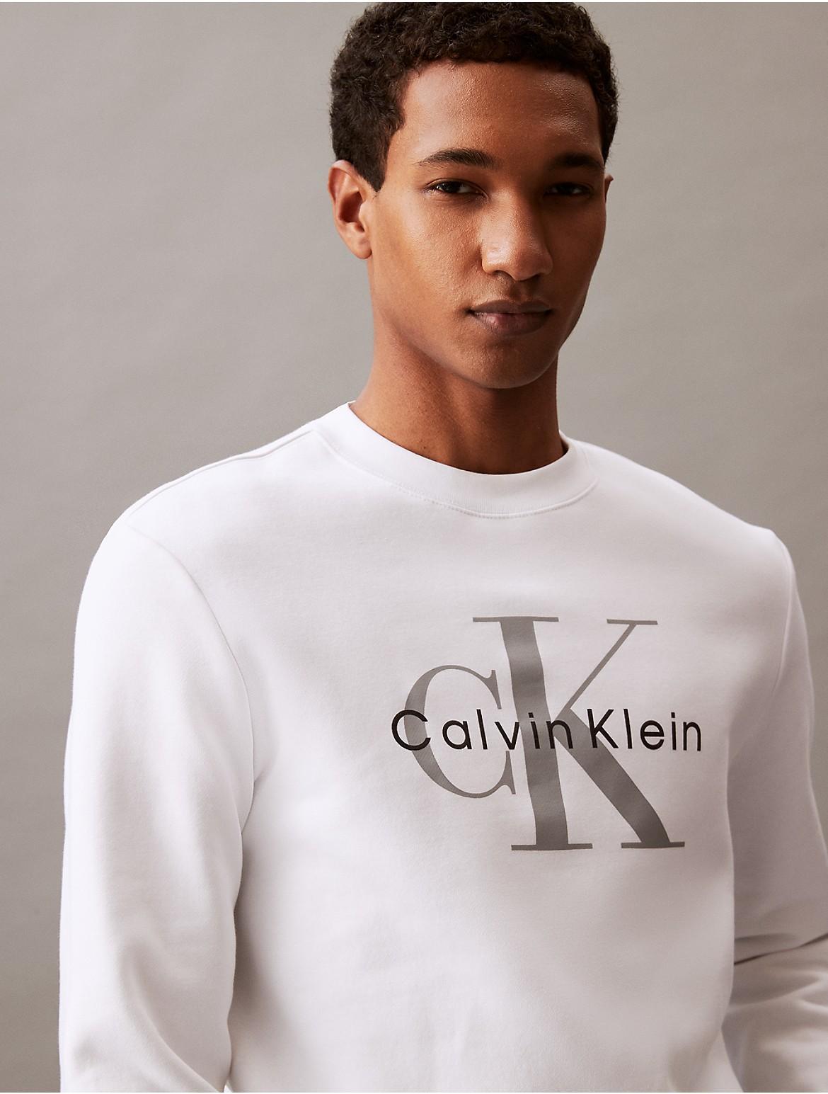 Calvin Klein Mens Monogram Logo Relaxed Fleece Crewneck Sweatshirt - Black - XL Product Image