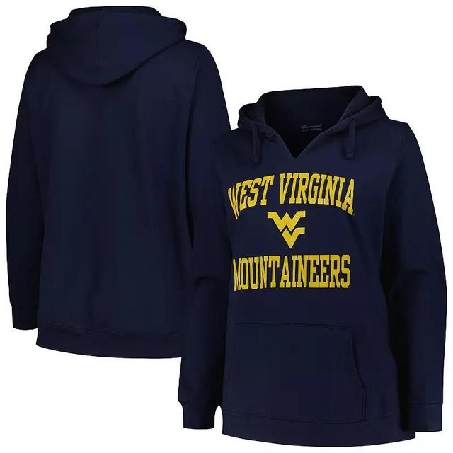 Womens Champion West Virginia Mountaineers Plus Size Heart & Soul Notch Neck Pullover Blue Product Image