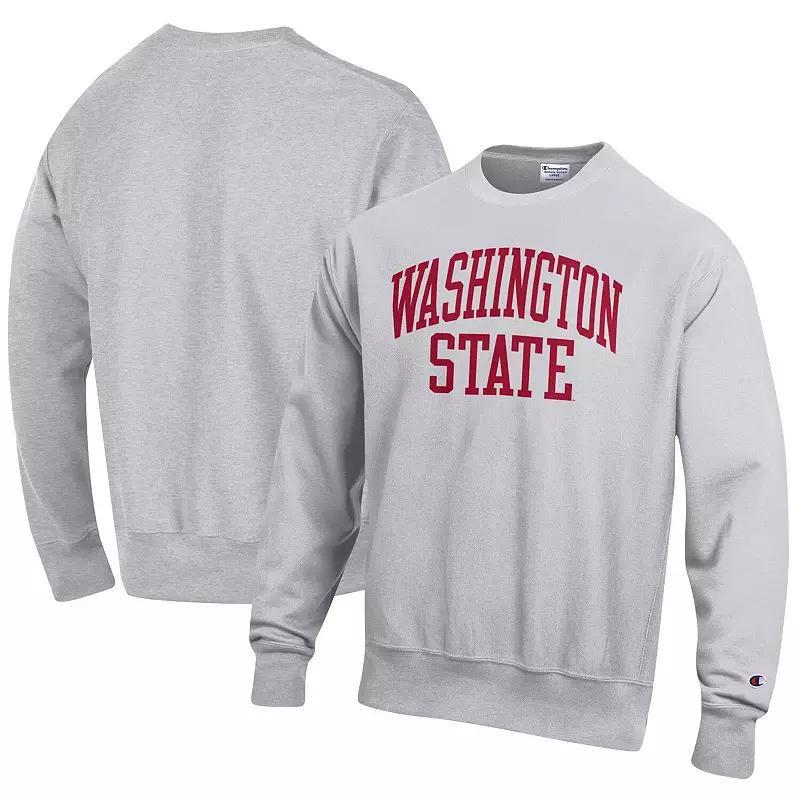 Mens Champion Heathered Gray Washington State Cougars Arch Reverse Weave Pullover Sweatshirt Product Image