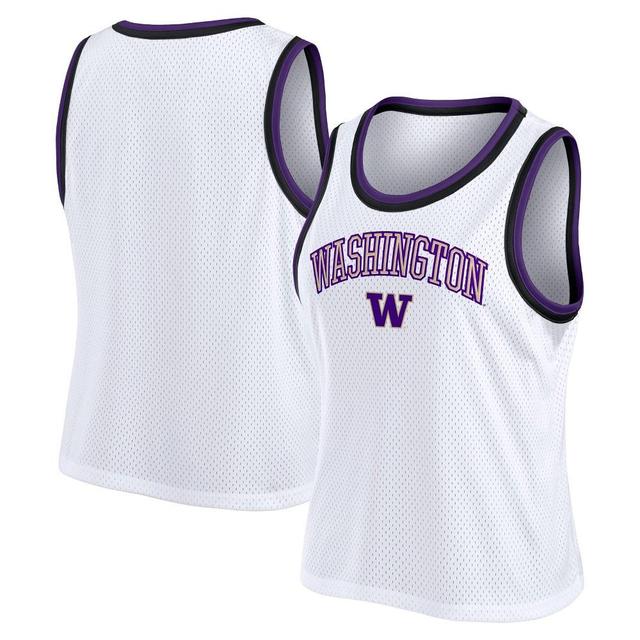 NCAA Washington Huskies Womens White Mesh Tank Top Product Image