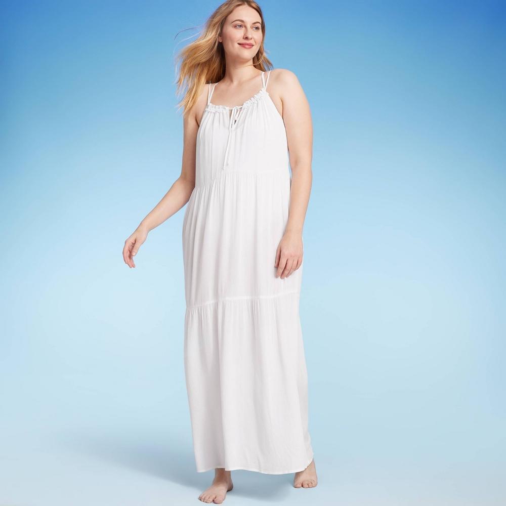 Womens Tiered Cover Up Maxi Dress - Shade & Shore White Product Image