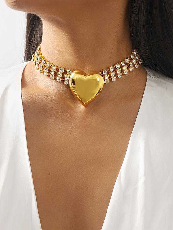 Heart Shape Rhine Stones Necklaces Accessories Product Image