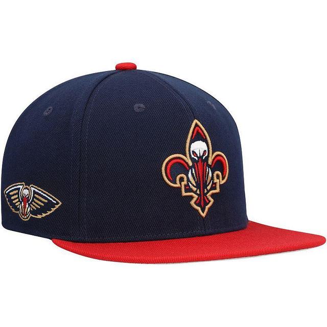 Mens Mitchell & Ness /Red New Orleans Pelicans Side Core 2.0 Snapback Hat, Blue Product Image