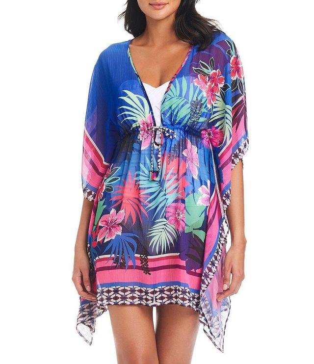 Bleu Rod Beattie Hawaiian Punch Floral Print Swim Cover-Up Caftan Product Image