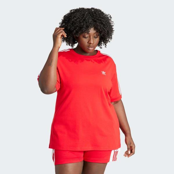 adidas Adicolor 3-Stripes Baby Tee (Plus Size) Better Scarlet 4X Womens Product Image