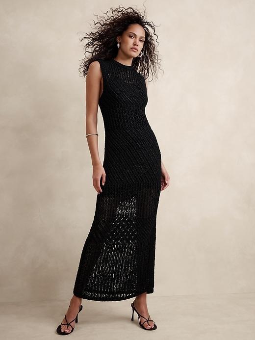 Cotton-Blend Open-Stitch Maxi Dress Product Image