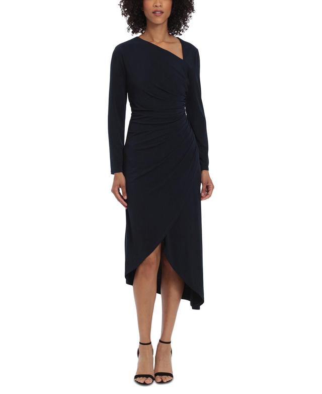 Maggy London Womens Faux Wrap Jersey Sheath Dress - Midnight Blue Product Image