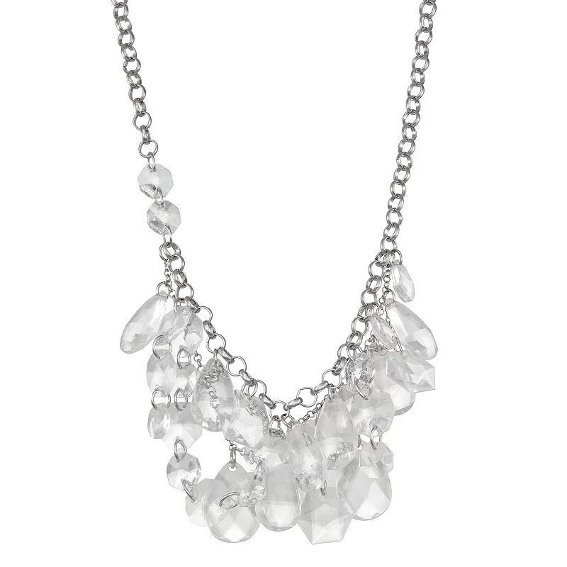 Simply Vera Vera Wang Silver Tone Crystal Frontal Statement Necklace, Womens, Clear Product Image