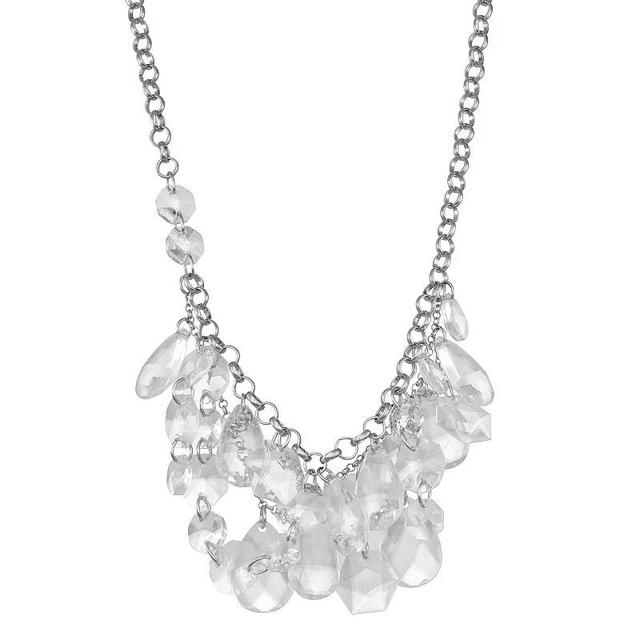 Simply Vera Vera Wang Silver Tone Crystal Frontal Statement Necklace, Womens, Clear Product Image