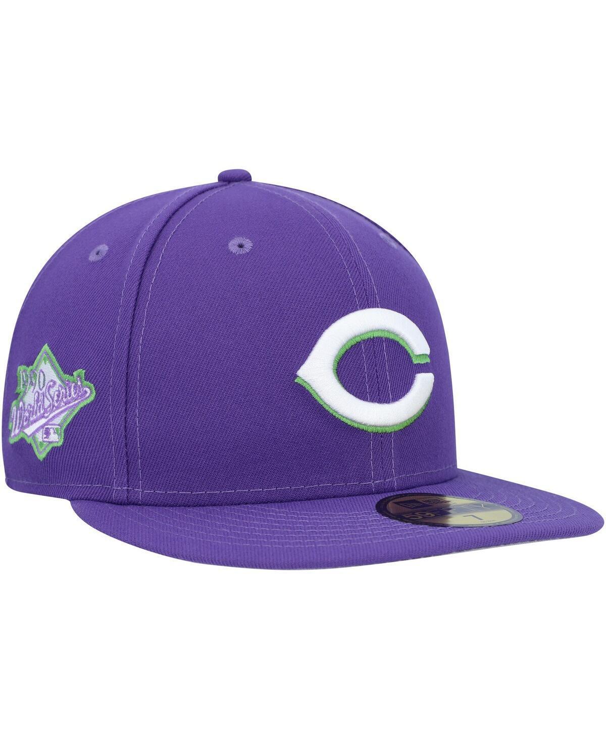 Mens New Era Purple Cincinnati Reds Lime Side Patch 59FIFTY Fitted Hat Product Image