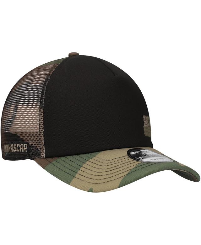 New Era Mens Black/Camo Nascar Merchandise Trucker 9FORTY Adjustable Hat Product Image