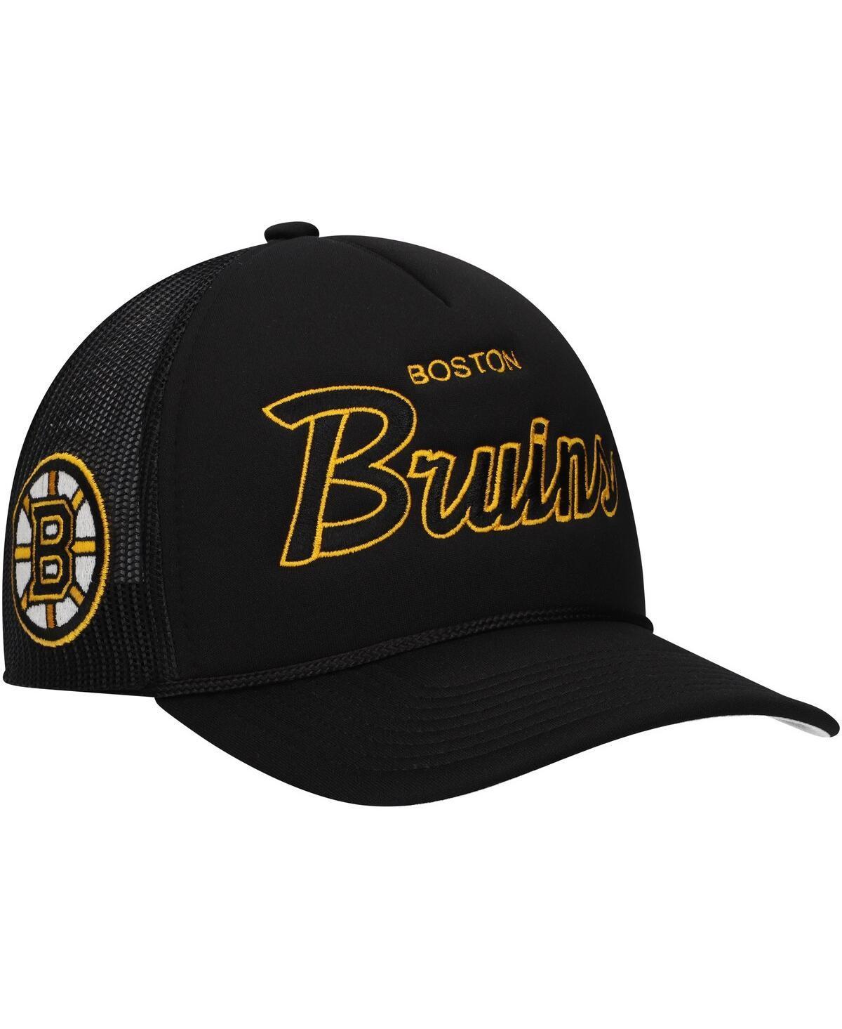 Mens Mitchell & Ness Boston Bruins Script Side Patch Trucker Adjustable Hat Product Image