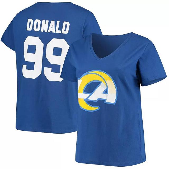 Womens Fanatics Branded Aaron Donald Royal Los Angeles Rams Plus Size Name & Number V-Neck T-Shirt Product Image