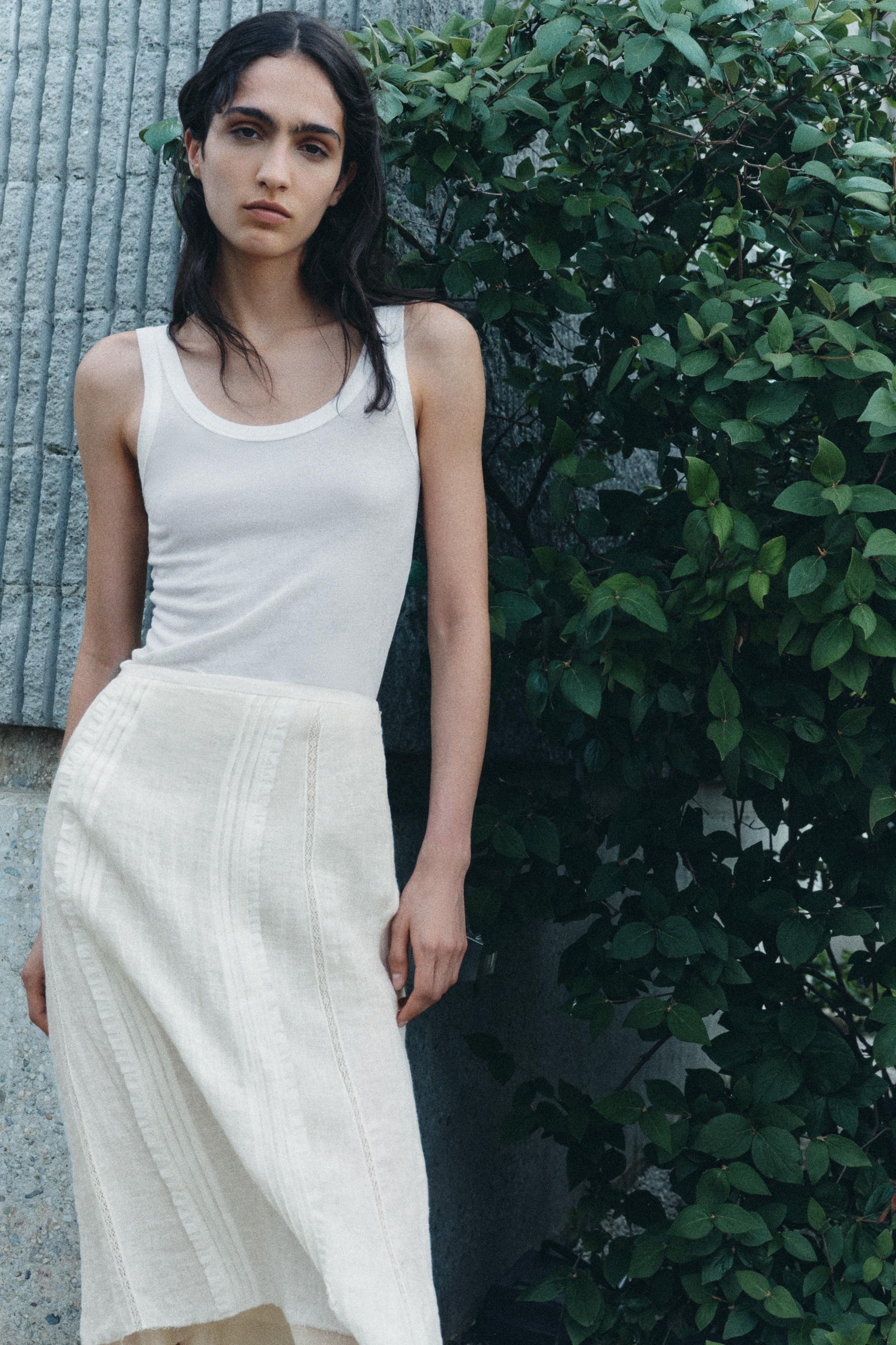 LINEN MIDI SKIRT ZW COLLECTION Product Image